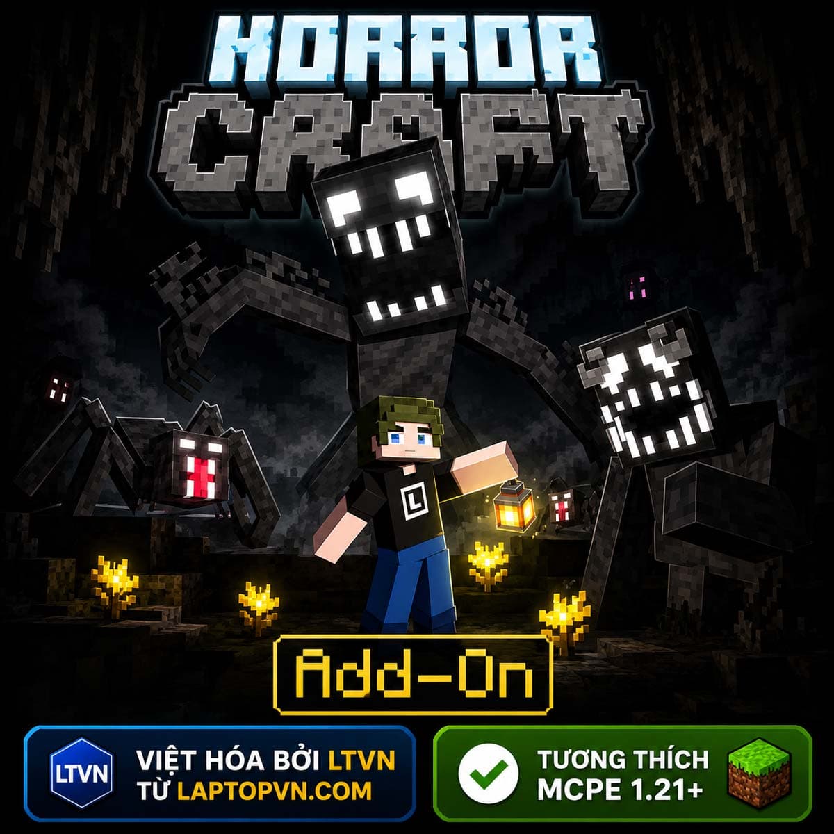Addon Kinh Dị HorrorCraft Tiếng Việt cho MCPE 1.21.131+.mcaddon