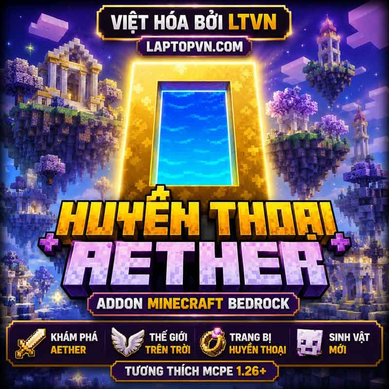 Addon Huyền Thoại Aether (Aether Legends) Cực hay cho MCPE 1.26+ Mới.mcworld
